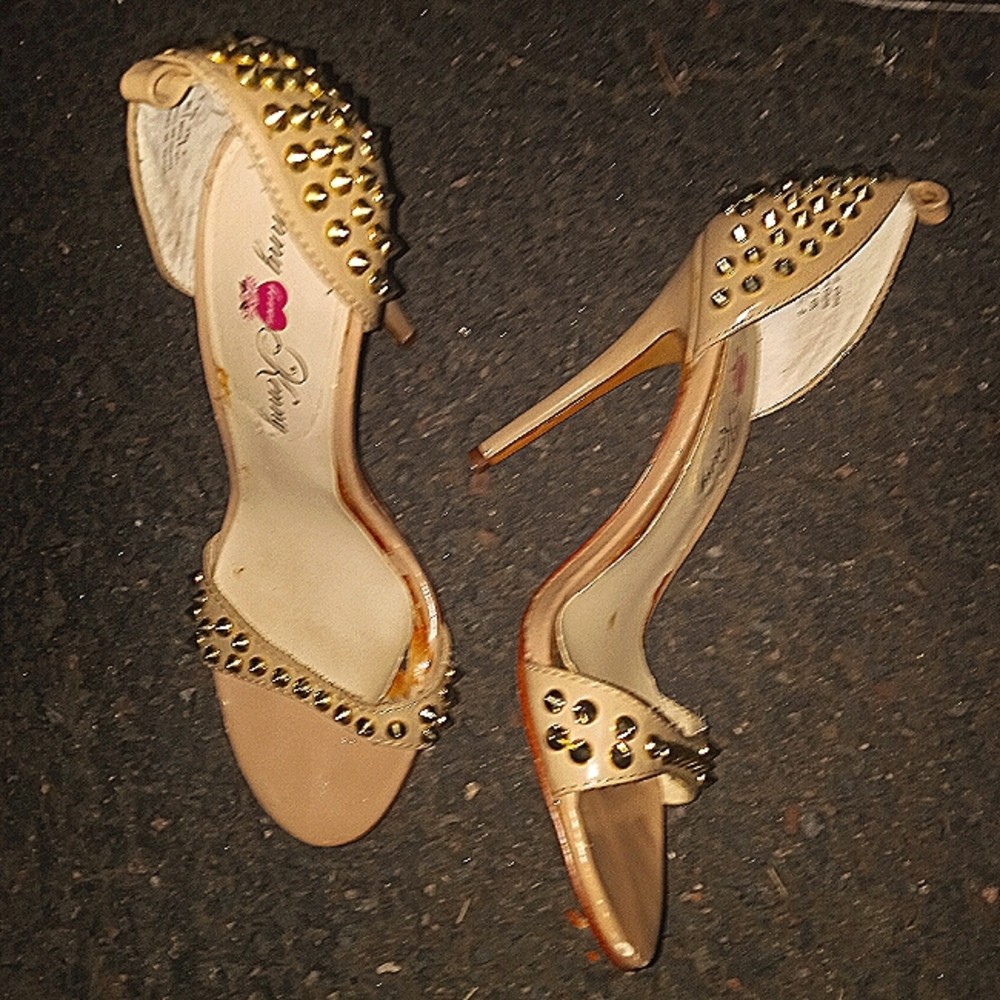 Tan Studded Heeled Sandals Size 7
